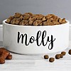 Personalised Dog Bowl - White with Swirl Font Design - Molly
